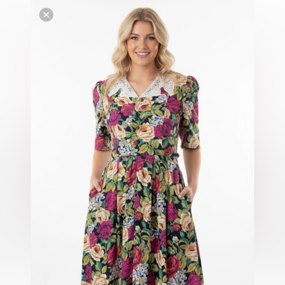 Vintage Dresses & Skirts - Vintage floral maxi dress size 12